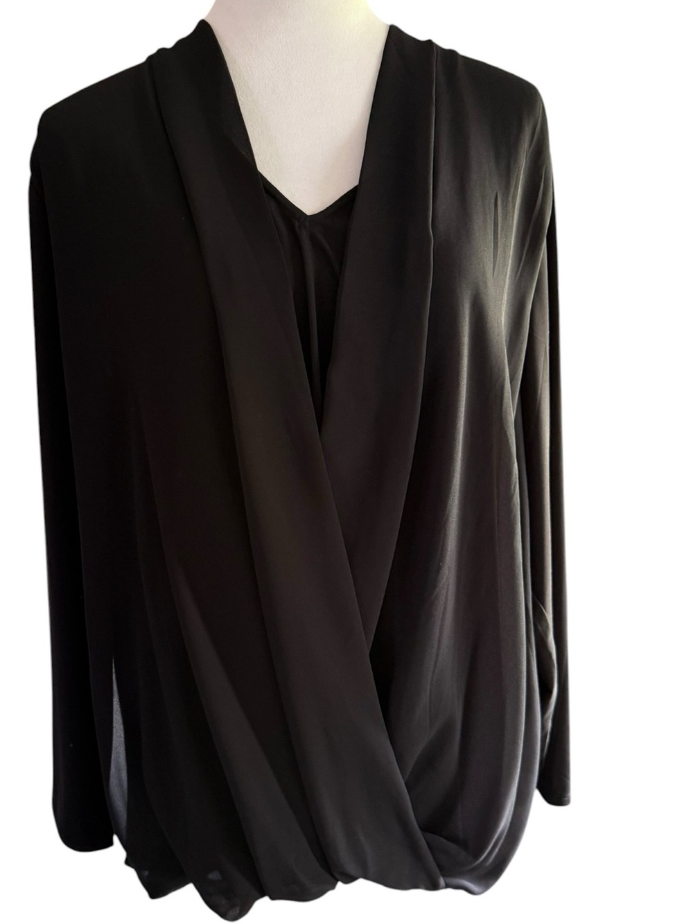 Grace Black Drape Front Women's Top